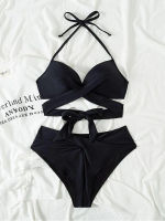 เซ็กซี่ Push Up Make 2023สูงเอวชุดว่ายน้ำผู้หญิง Criss CROSS ชุดหญิง beachwear ชุดว่ายน้ำ binaquini