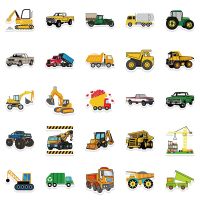 50PCS Truck Construction Vehicle Cartoon Stickers Crane Lorry Excavator Sticker For Laptop TV Refrigerator Kids Room Decor Toys Stickers