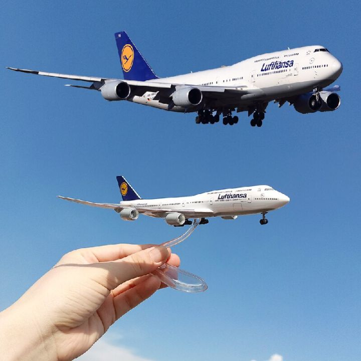 b747เยอรมันลุฟท์ฮันซ่าขนาด1-400-8เครื่องบินจำลองโมเดลวัสดุ-abs-ของขวัญตกแต่งของขวัญคอลเลกชันจัดแสดง