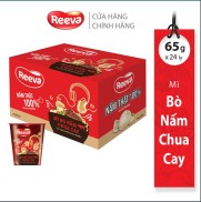 Thùng Mì Ly Reeva Bò Nấm Chua Cay 65g x 24 ly