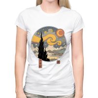 Vintage Japan Ukiyoe Style Starry Night Funny T Shirt White Tshirt Tee