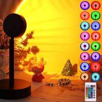 ETXZK20 Sunset Lamp Led Projector Remote Control Rainbow Atmosphere Night Light Photographic Home Background Wall Decoration Lamp