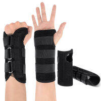 SATINIOR 2 Pieces Carpal Tunnel Wrist Brace Support Removable Metal Wrist Splint, Three Adjustable Compression Straps for Tendinitis, Sports Injuries, Pain Relief (Left and Right Hand), Black Right and Left Hand Black