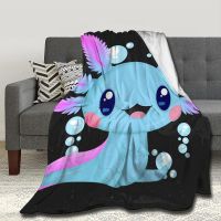 Cute Kawaii Axolotl Blanket for Bed Sofa Axolotl Throw Blankets Warm Lightweight Soft Flannel Animals Blankets Quilt Home Decor