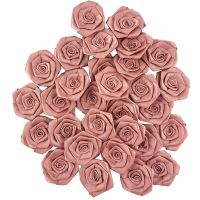 ；‘。、’ (30 Pcs/Pack) 60*60Mm Fresh Pink Handwork Rosette Satin Rion Flower Craft Decoration DIY Party Scrapbooking Decoration Supplie