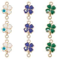 Golden Plated Alloy Links with Enamel Clover with Evil Eye Mixed Color 19.6x12x2mm Hole: 1.6mm 3 colors 10pcs/color 30pcs/box