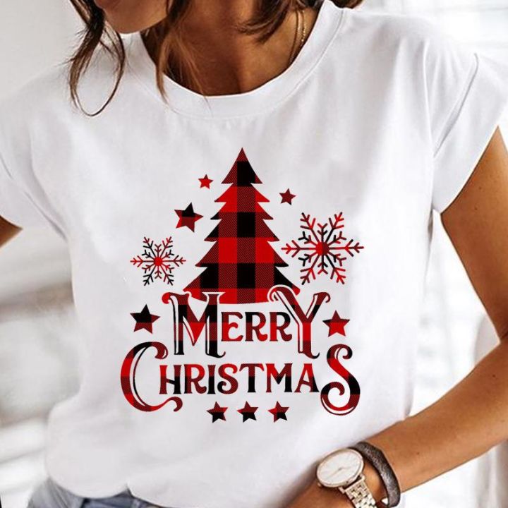 its-the-most-wonderful-t-shirt-women-snowflake-deer-women-tshirt-fashion-merry-christmas-cartoon-graphic-tees-womenเสื้