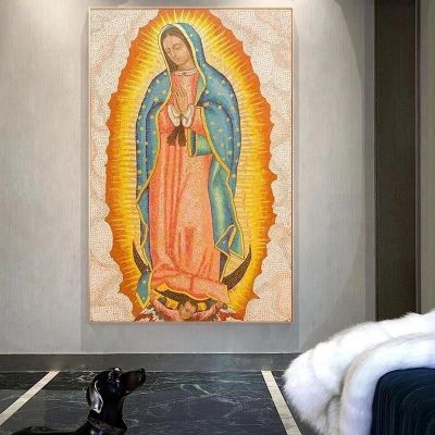 Virgin Mary ตัวอักษรคริสเตียน Art ภาพวาดผ้าใบศาสนาโปสเตอร์พิมพ์ภาพผนังศิลปะสำหรับห้องนั่งเล่น Wall Decor Cuadros