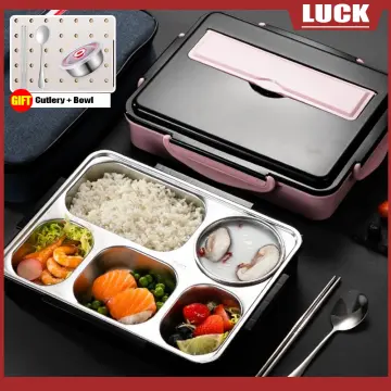 304 Stainless Steel Divided Lunch Box, Portable & Insulated For Children,  Students, And Office Workers