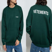 สีขาวพิมพ์โลโก้สีเขียว VETEMENTS เสื้อกันหนาว C Rewneck เสื้อกันหนาวหมวกผู้ชายผู้หญิงที่มีคุณภาพสูงสบายๆ1:1 Knitt เสื้อสวมหัว