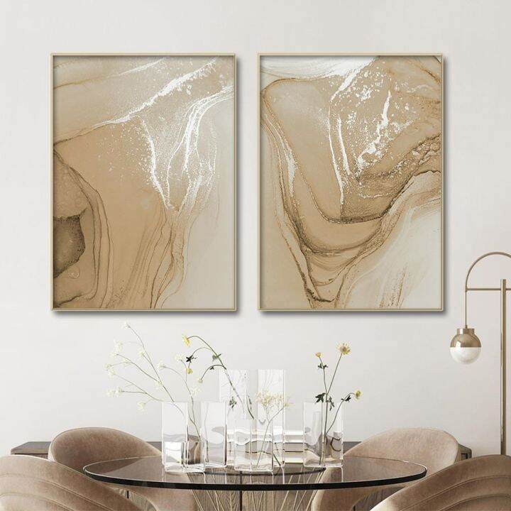 boho-beige-marble-บทคัดย่อ-wall-art-โปสเตอร์ภาพวาดผ้าใบพิมพ์ภาพห้องนั่งเล่นตกแต่งภายในบ้านตกแต่ง