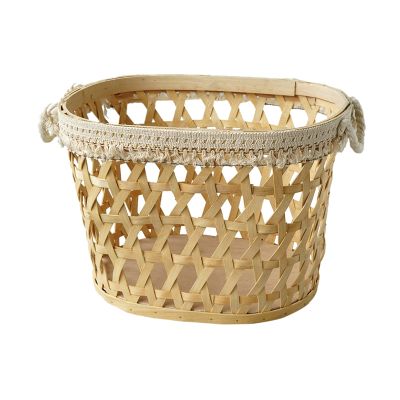 Kitchen Storage Baskets Beige Tassels Rattan Frame for Dry Fruit Ingredients Nordic Style Home Bathroom Decoration