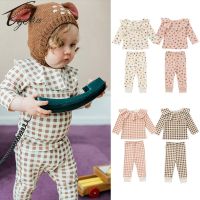 Spring Autumn Baby Boys Girls Long Sleeves Ruffle Top+Pants 2PCS Baby Girl Cute Printed Suit Princess Girl Plaid Clothing  by Hs2023