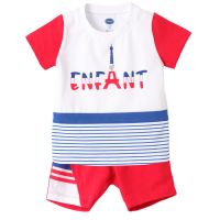 ENFANT (อองฟองต์) ชุดเสื้อยืด กางเกง คอลเลกชัน ปารีส เด็ก 3 - 24 เดือน ไซส์  70 - 90 สีแดง