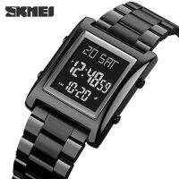 SKMEI นาฬิกาสำหรับผู้ชายแฟชั่นผู้ชาย,Jam Tangan Digital LED,สำหรับผู้ชาย,การตั้งเวลา,การตั้งเวลา,การจับเวลา