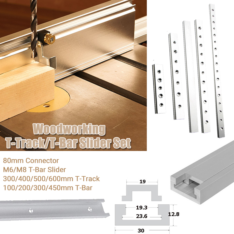 600mm Aluminum Alloy Miter T-Track T-Bar Jig Fixture Slot DIY Woodworking 