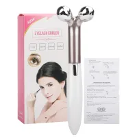 2 In 1 Electric Heated Eyelash Curler Face Massager Roller Long Lasting Portable Eye Lashes Curling Tool Enhancer Pen