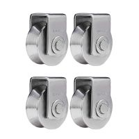 4Pcs 2 Inch V Type Pulley Roller 304 Stainless Steel Sliding Gate Roller Wheel Bearing for Material Handling and Moving