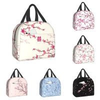 ❅☞ Japanese Sakura Cherry Blossoms Insulated Lunch Bags for Women Resuable Thermal Cooler Flowers Bento Box Kids School Children