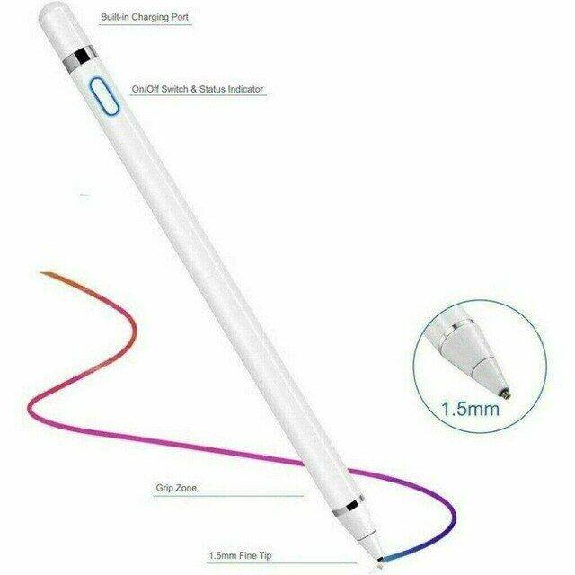 Active Stylus Pen 1.5mm Fine Tip Pencil Rechargeable 2in1 for Android