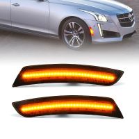 สำหรับ Cadillac CTS 2014-2020 ATS 2015-2020เลนส์เครื่องหมายไฟ LED ด้านข้างสะท้อนแสงแบบรมควันโคมไฟสีเหลืองอำพันไฟกันชนด้านหน้า