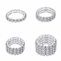 1pcs Hot Sale Fashion Style Elastic Silver Plated Tone 3 Row Crystal Rhinestone Finger Ring Toe Ring Bridal Jewelry #258563