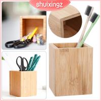 SHUIXINGZ ที่กล่องเก็บอุปกรณ์เสริมในห้องน้ำทรงสี่เหลี่ยมที่ใส่แปรงสีฟันไม้ไผ่ที่เก็บ Kuas Rias ที่วางปากกาแปรงสีฟัน