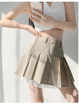 【CC】▨☬►  DEEPTOWN Korean Fashion Pleated Skirt Preppy Trim Kawaii