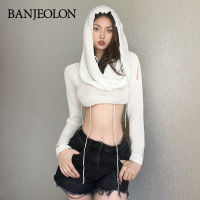 BANJEOLON เสื้อคลุมแขนยาว เสื้อถักคอกลม ชุดเซ็ทผู้หญิง เสื้อผู้หญิง BAN279