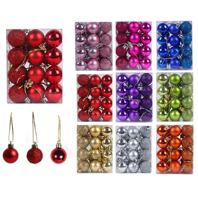 30mm Christmas Balls Christmas Baubles Xmas Tree Ornaments Party Decorations Wedding Ornaments 30mm Christmas Balls Festive Decorations Holiday Decor Supplies Ornamental Baubles Christmas Party Accessories Tree Hanging Ornaments