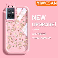 เคส Chenyyka สำหรับ Vivo Y75 5G Y55 5G Y55s 5G 2023 Y33s IQOO U5E Y33E 5G Y52T 5G Y30 5G IQOO Z6 Lite 5G ลวดลายคุกกี้รูปหมีน่ารักใหม่อัพเกรดฝาครอบป้องกันเคสกล้องสุดสร้างสรรค์เคสมือถือกันกระแทกแบบใสแบบซิลิโคนนิ่ม