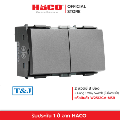 HACO สวิทช์ปิดเปิด สวิตช์ไฟ สวิตช์ทางเดียว 2 สวิตช์ 3 ช่อง สีเทา  รุ่น W2512CA-MSB