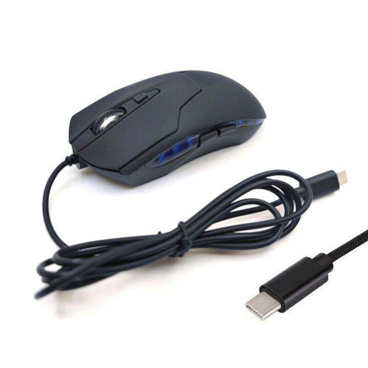 Type C Wired USB C Mice Gaming Mouse Ergonomic Blue RGB Light 2400 DPI ...