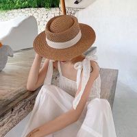 【CC】 Luna amp;Dolphin French Beach Flat Hat Khkai Vacation Panama Woven Small Top