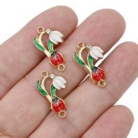 10Pcs Gold Plated Red Enamel Flower Ladybug Charm Connector for Jewelry Making Bracelet DIY Findings Accessories Handmade Craft DIY accessories and ot