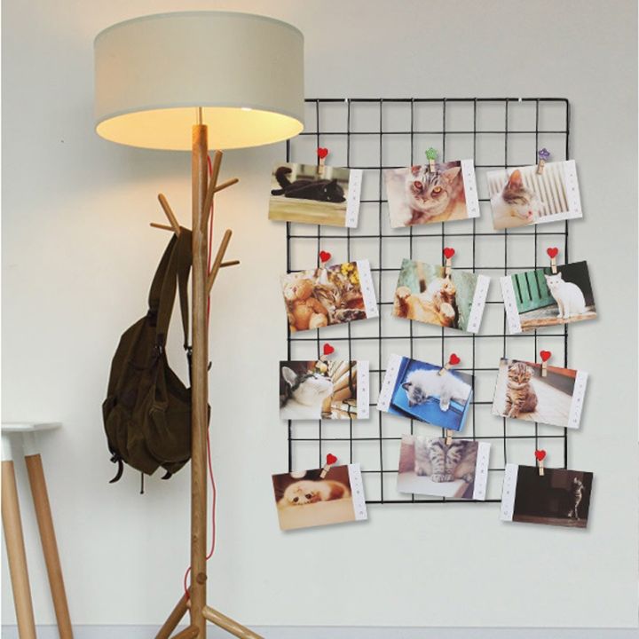 ins-nordic-home-wall-decoration-iron-grid-decor-photo-frame-postcards-diy-wall-art-display-storage-rack-holder-shelf-organizer