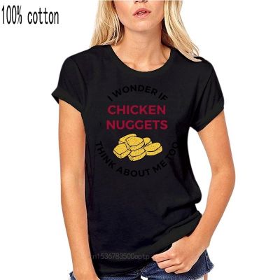 I Wonder If Chicken Nuggets Women T Shirts New Short Sleeve Round Tee Shirt Femme Collar Funny Fashion Fast Food Women Tshirt  38H3