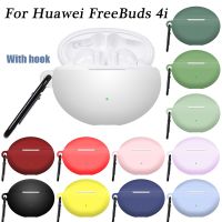 Soft Silicone Earphone Cover for Huawei FreeBuds 4i Bluetooth Wireless Earphone Protectiv Case with Hook for Huawei Free Buds 4i Wireless Earbud Cases