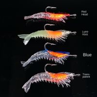 1 Pcs 3g-60mm 4 Colors Luminous Shrimp Squid Night Fishing Squid Jigs Lure Bass Soft Bait Fish Tackle Equipment Accessory Accessories