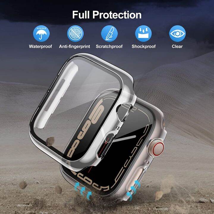 NP [S7] เคส กระจก สำหรับ Watch Series 7 smart watch case กรอบนาฬิกา สาย