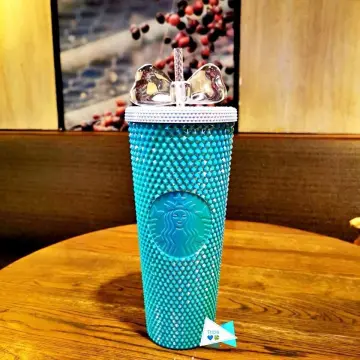 Starbucks *Christmas 2022* Gold Foil Studded Cold Drink Tumbler --24oz