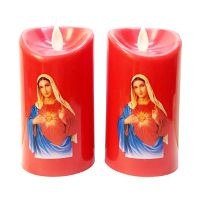 Jesus Christ Candles Lamp LED Tealight Romantic Pillar Light Creative Flameless Electronic Candle Prayer Decor