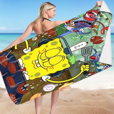 ♧☃ Popular SpongeBob SquarePants Bath Shower Towel Cartoon Kids Baby Adult Girls Absorbent Microfiber Face Body Beach Washcloth