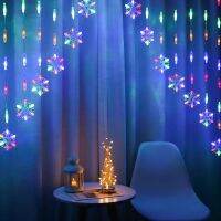 ZZOOI Garland on The Window 2.5M LED Snowfake Moon Fairy Lights Led Curtain Light Christmas Garland String Lights Lamp Garland Curtain