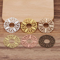 10pcslot 32mm Gold Color Silver Color Hollow Out Flower Brass Filigree Connectors Round Circle Pendant For Jewelry Making 054