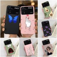 เคสสำหรับ Poco M4 Pro 4G 5G น่ารักการ์ตูนเดซี่หัวใจผีเสื้อรูปเด็กผู้หญิงดอกไม้ฝาหลังอ่อนนุ่มผิวด้านซิลิโคน Funda สำหรับ Xiaomi Poco M4 5G Capa Bumper Coque