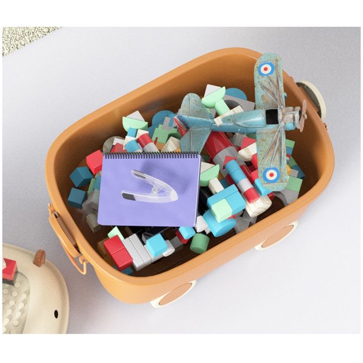 กล่องพลาสติกดีไซน์น่ารัก-กล่องพลาสติกเก็บของ-กล่องเก็บของ-กล่องพลาสติกมีล้อเลื่อน-มีหูหิ้ว-มีหูลาก-มี3สี2ไซส์
