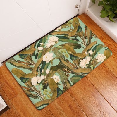 Flower Kitchen Mat Dust Proof Dining Room Table Carpet Anti-Slip Flowers Leaves Entrance Doormat Outdoor Prayer Area Rug