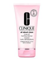 Clinique All About Clean Rinse-Off Foaming Cleanser #150ml ครีมโฟมสูตรเข้มข้น ช่วยทำความสะอาดผิวหน้า ล้างเครื่องสำอางที่ติดทนนานออกได้อย่างรวดเร็วแต่อ่อนโยน