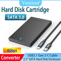 Vention USB C กล่องใส่ฮาร์ดดิสก์ USB 3.1 Gen 2 Type C ไปยังอินเทอร์เฟซ SATA และอัตราการถ่ายโอนข้อมูลสูงสุด6Gbps ความหนาของ SSD 2.5นิ้วและความหนาของ HDD รองรับฮาร์ดไดรฟ์เสริมสูงสุด6TB